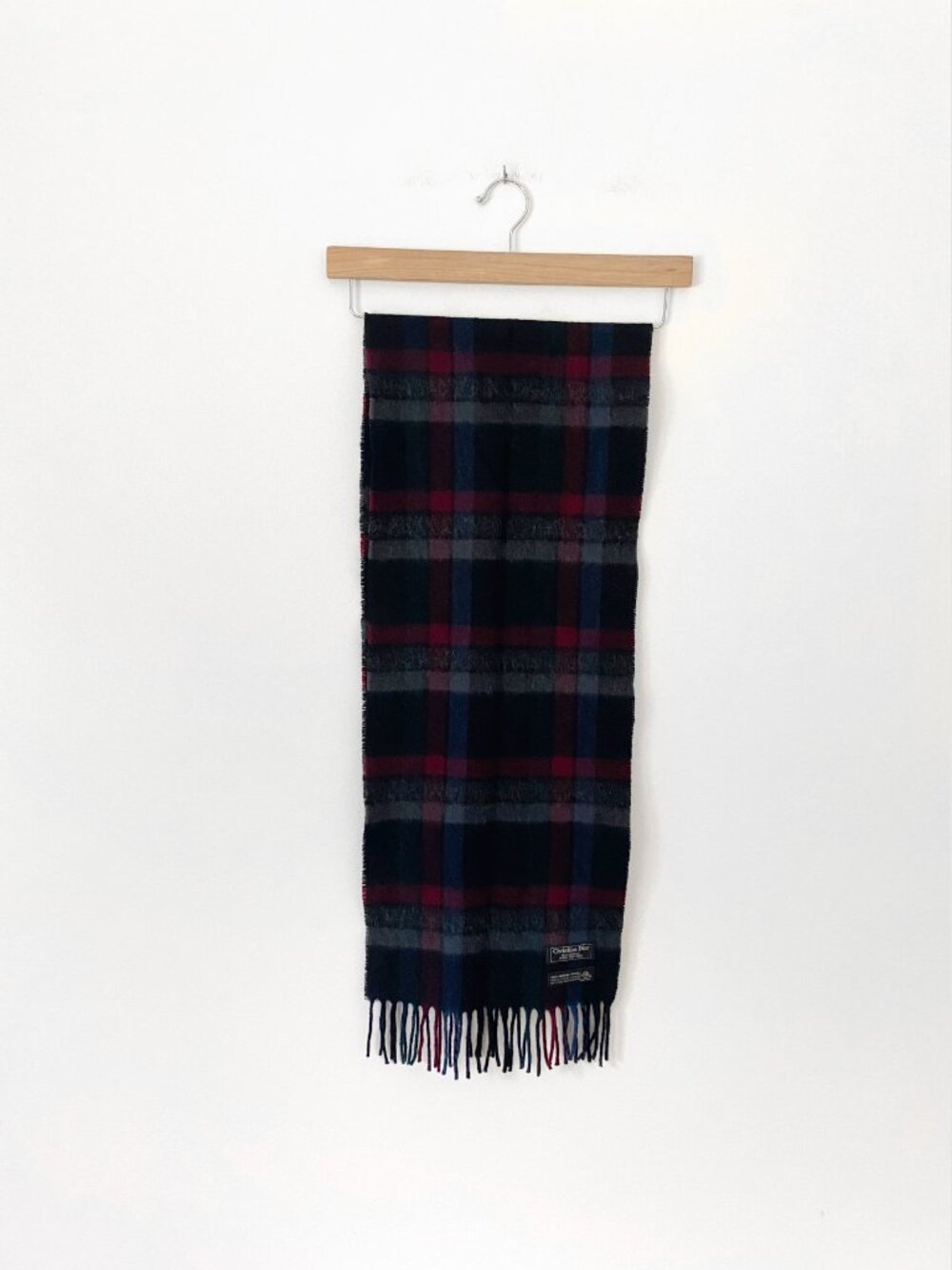 Vintage Christian Dior Monsieur plaid scarf crafted from 100% marino wool